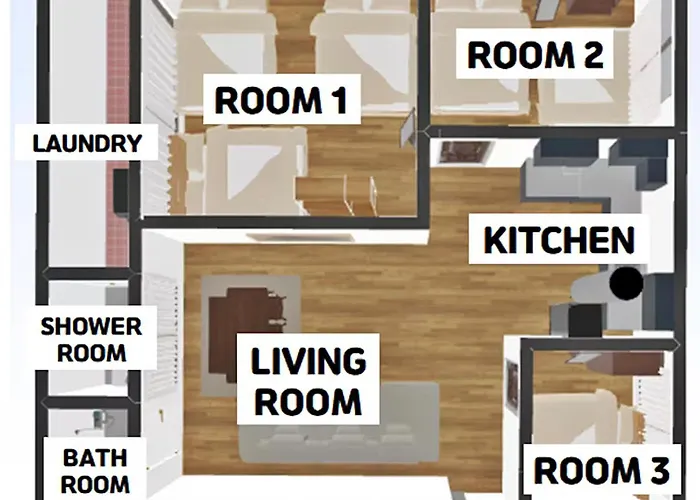 Hongdae 3br 6 Queen Beds 6 Min Walk * Seoul